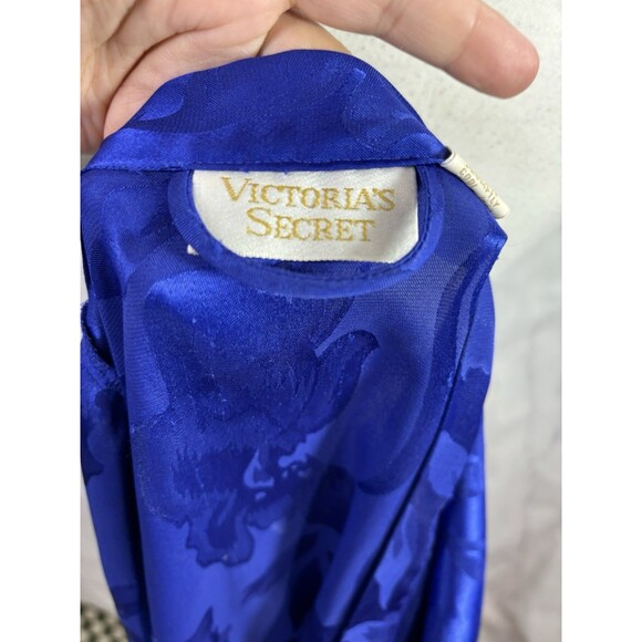 Vtg 80s Victoria's Secret Gold Label Kimono Robe Floral Blue One Size Romantic - Picture 15 of 16